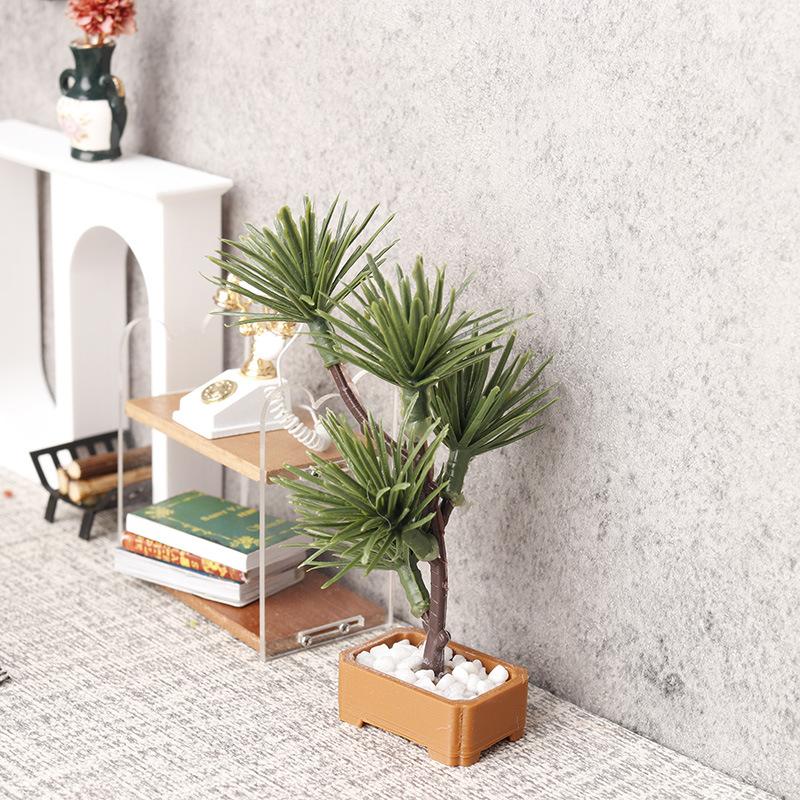 Bonsai Garden Ornaments - 1 個マイクロ風景庭園盆栽飾り 1/12 ドールハウスシミュレーション松の木緑植物盆栽モデルシーン装飾