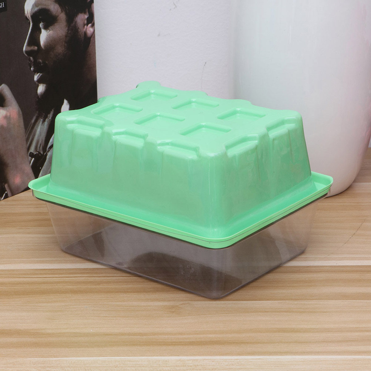 Bonsai Garden Nursery - 1 個透明蓋付き育苗箱 18x14x6cm 12 セルスプラウタートレイ発芽育苗トレイ育苗盆栽ガーデンツール