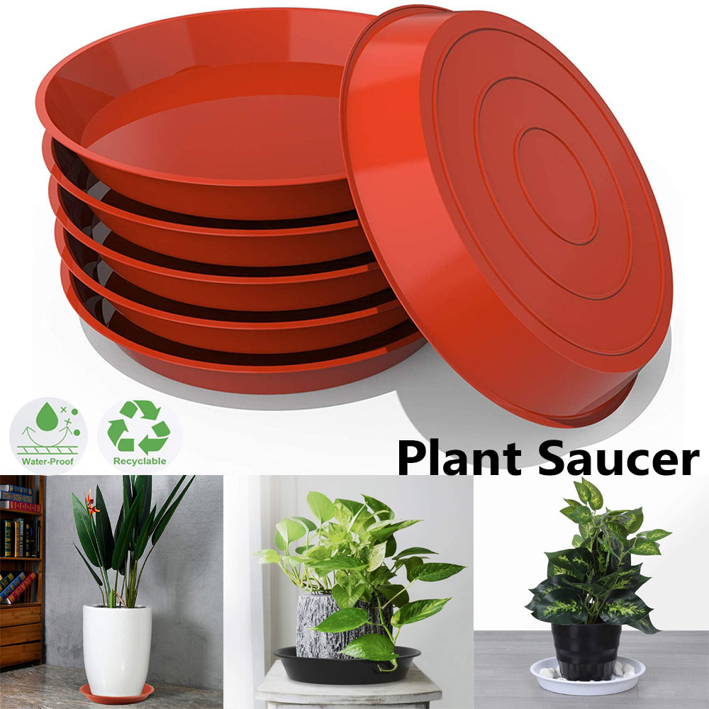 Drip Tray Saucer - 3個セット ガーデン用丸型植木鉢用受け皿 プラスチック製トレイ 室内・屋外用植物受け皿