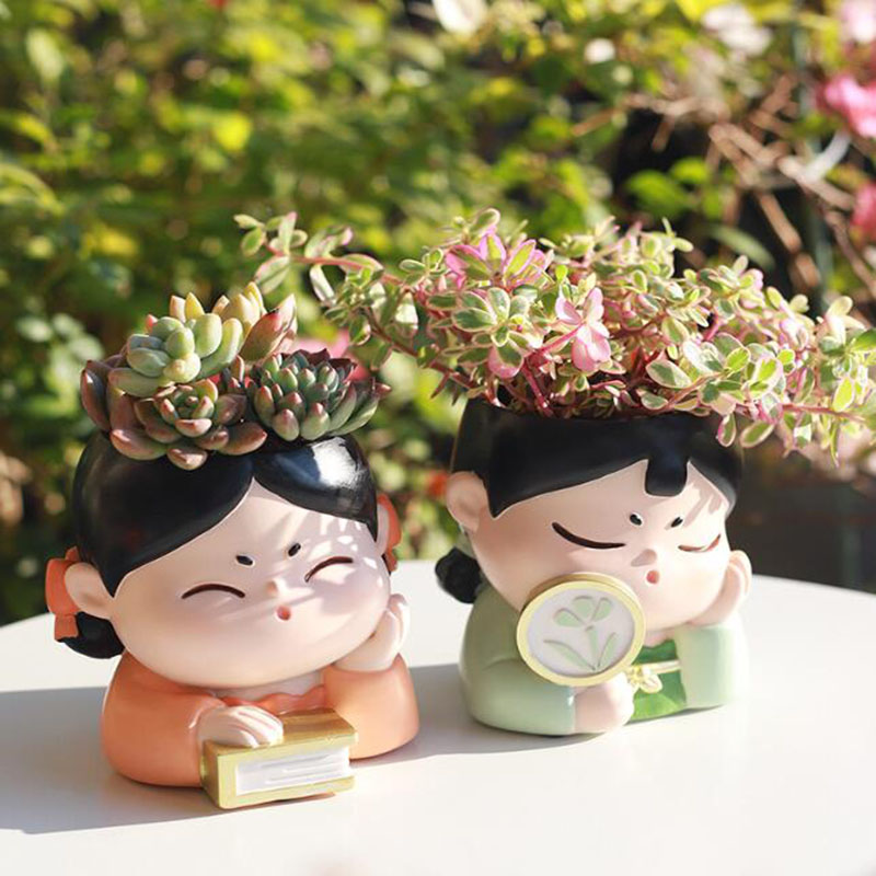 樹脂唐王朝女性保育園ポットフラワーポット庭の家の装飾植木鉢盆 - Bonsai Garden Nursery のレビューと価格