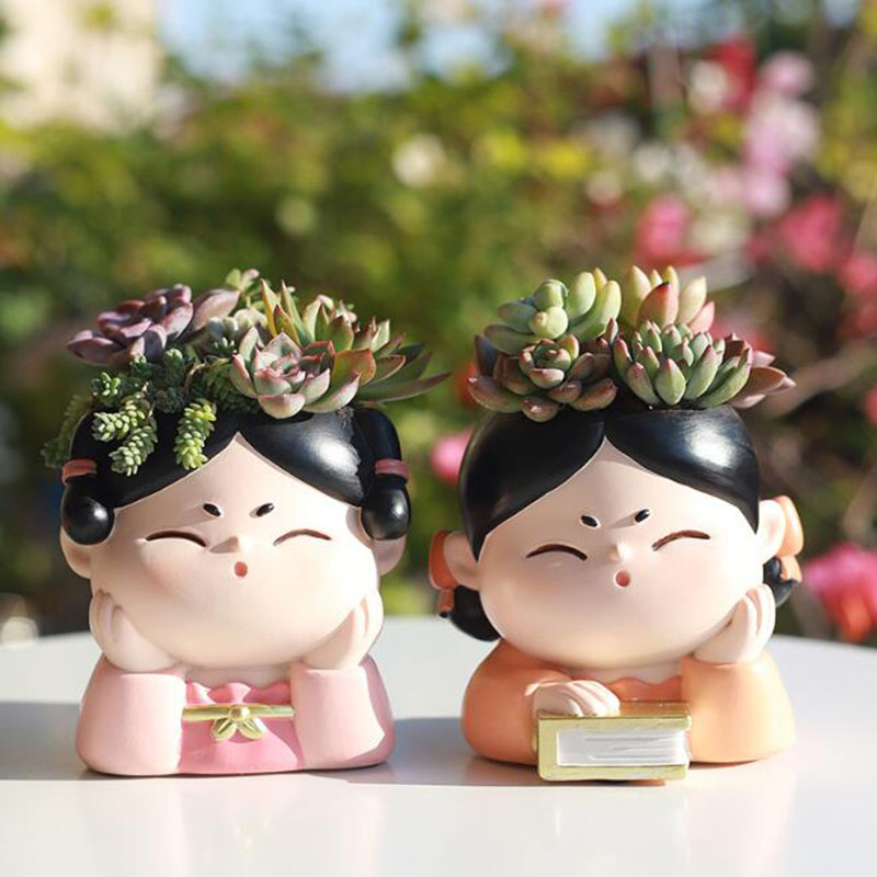 樹脂唐王朝女性保育園ポットフラワーポット庭の家の装飾植木鉢盆 - Bonsai Garden Nursery のレビューと価格