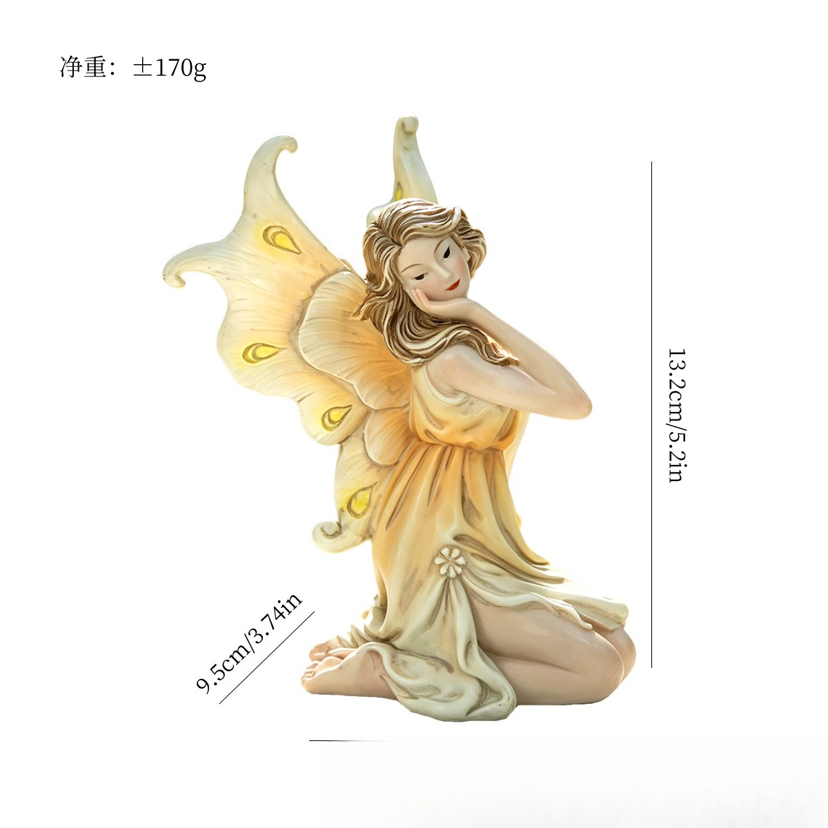 ひざまずく妖精の像、翼のあるエレガントな妖精の置物、庭師、植 - Bonsai Garden Ornaments のレビューと価格