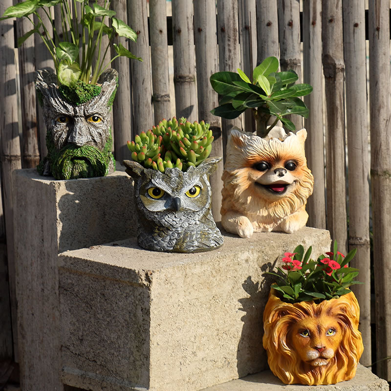 動物の頭の置物,プランター,かわいい多肉植物,樹脂植木鉢,庭 - Bonsai Garden Nursery のレビューと価格