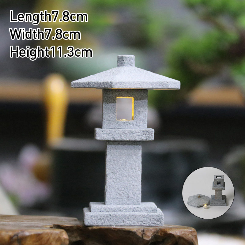 ヴィンテージ禅ミニチュア砂岩塔パビリオン装飾品ランタン置物日 - Bonsai Garden Japan のレビューと価格