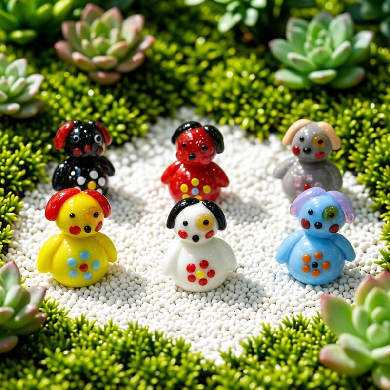 手作ミニガラス犬フィギュア 可愛いカワイイ小さなキャラクター - Bonsai Garden Japan のレビューと価格