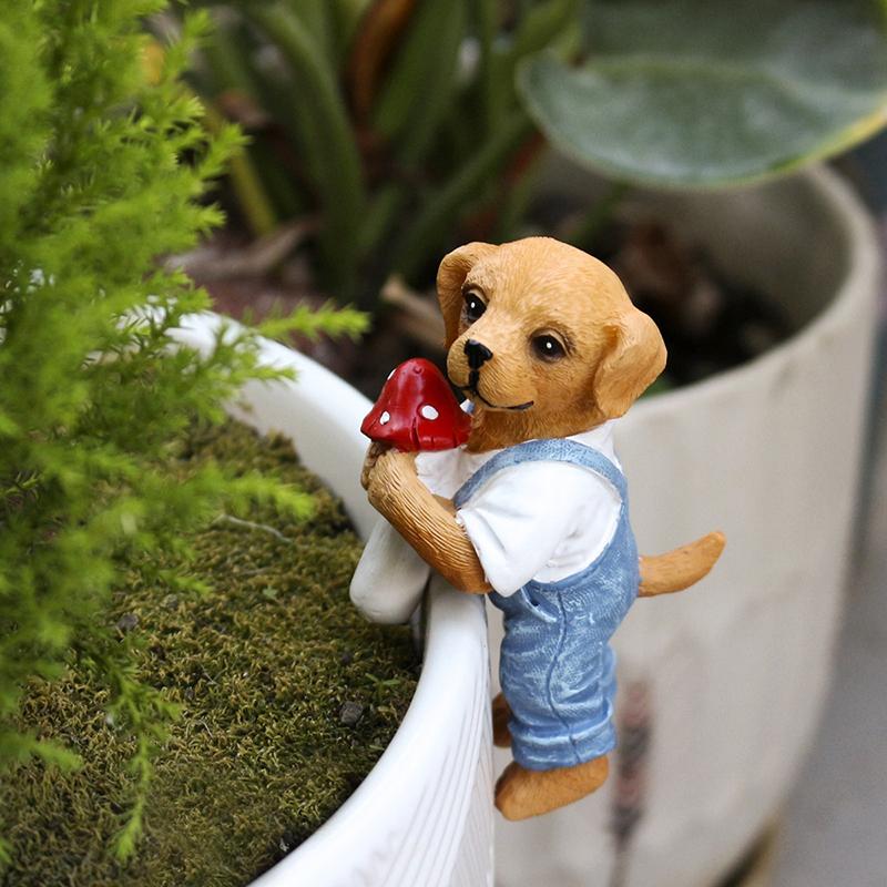 かわいい吊り下げ式犬の置物、フラワーポットと花瓶の飾り、樹脂 - Bonsai Garden Ornaments のレビューと価格