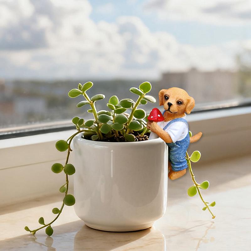 かわいい吊り下げ式犬の置物、フラワーポットと花瓶の飾り、樹脂 - Bonsai Garden Ornaments のレビューと価格
